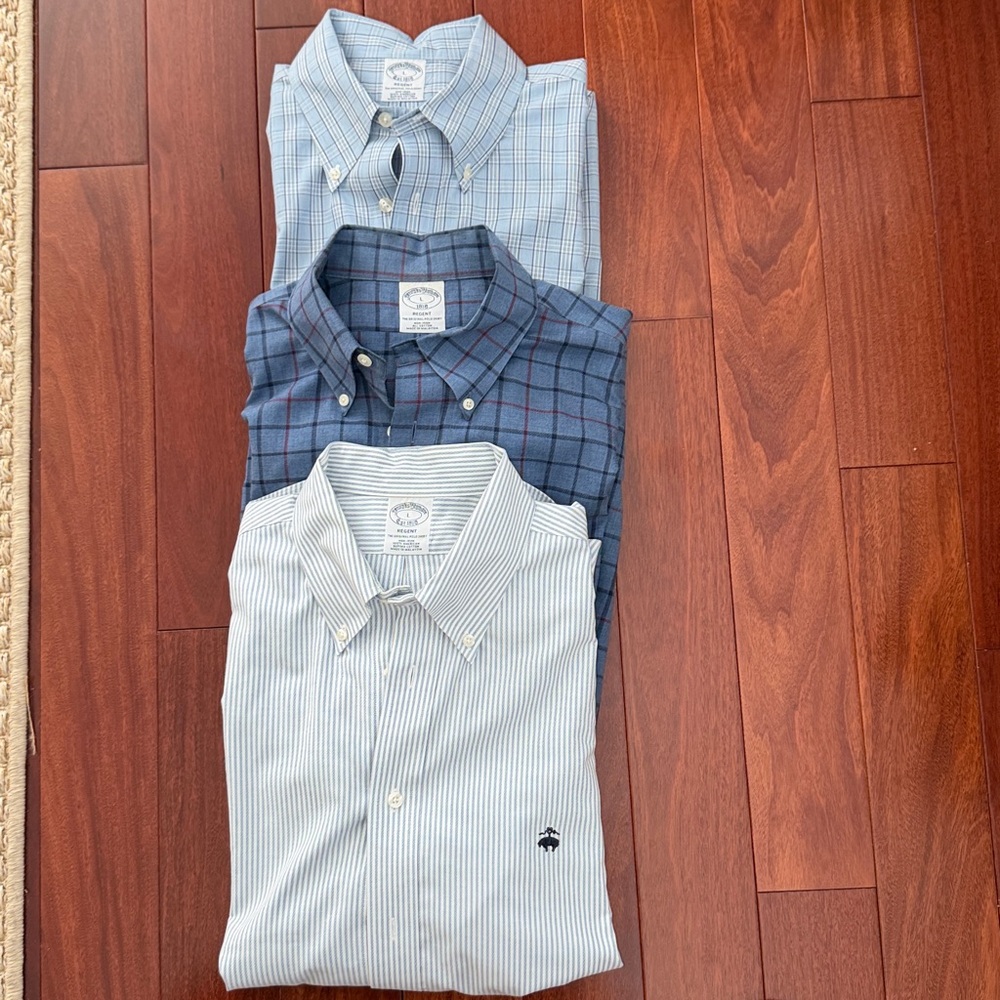 Lot of 3 Brooks Brothers Men's Blue Regent Button-Down Shirts